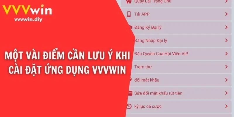 Một vài điểm cần lưu ý khi cài đặt ứng dụng VVVwin